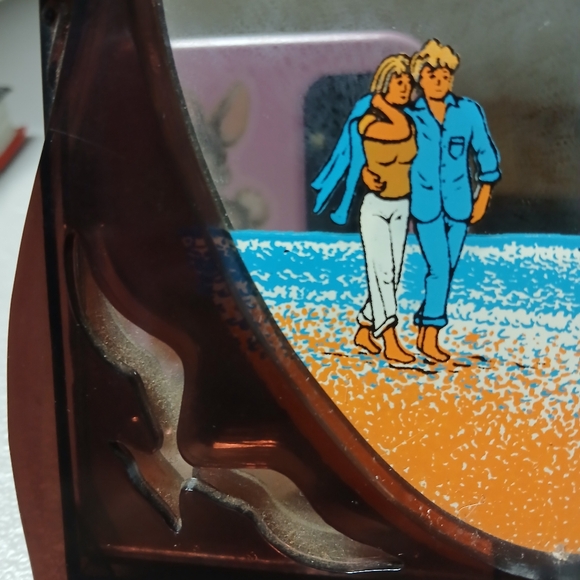Yap's Vintage Mirror Music Box Beach Scene Blonde Couple You Light Up My Life - Picture 13 of 16